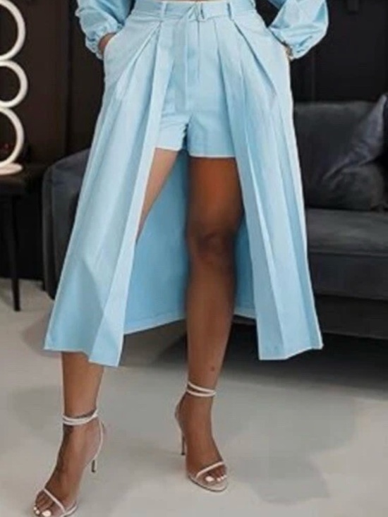 The Drop Dresses & Skirts - The Drop Women's Sky Blue Hybrid Skirt with Shorts
